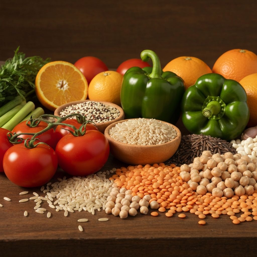 Nutritious diverse foods representing healthy eating concepts